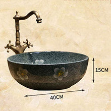 WEHOLY Lavabo in Resina Lavabo Rotondo da Incasso Ovale in Pietra Naturale Lavabo Rotondo retrò Creativo Jingdezhen Ceramica Hotel Lavabo antispruzzo