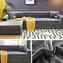TTJJ Velluto Copridivano, Elasticizzato Fodera per Divano Morbido Spessore Accogliente Forma di L Copridivano Angolare Sofa Cover Adatto a Soggiorno Gatti Cani Domestico-3 posti 190-230cm-Verde Scuro
