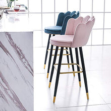 CMX-Barhocker Set di 2 sgabelli da Bar Moderni in Velluto, sgabelli da Cucina con Schienale e poggiapiedi, sgabelli da Bar Sedia da Pranzo in Altezza, Rosa e Blu