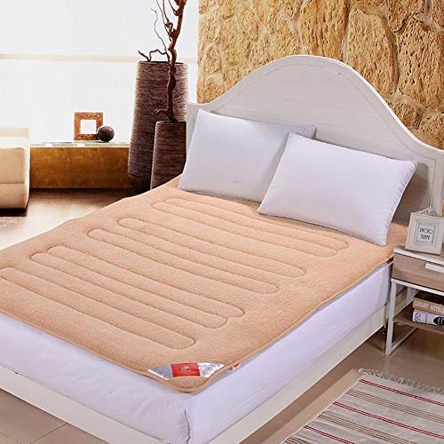 Topper con Materasso Trapuntato con Cinghie, Pieghevoli Materasso Futon Soft Coprimaterasso Traspirabilità Sottile Stuoia di Letto Studente A Casa -Marrone Chiaro Queen