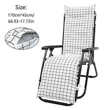 Cuscino per Sdraio Lettino,Cuscini per Sdraio da Giardino,170 x 45 cm Portatile Cuscino Reclinabile Sedia Relaxer Coprisedile,Smontaggio Pulizia (Plaid bianco)