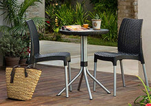 Keter Set Balcony Chelsea, Set Mobili da Esterno in Rattan 2 Sedie e Tavolino con Superficie Liscia, Grafite