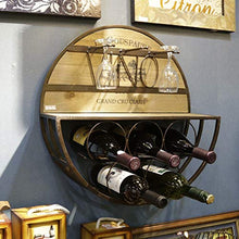 LXH-SH Cremagliera del Vino Nana Wine Rack Legno massello Tondo Parete Multifunzionale calici Filo di Ferro 5 Bottiglie retrò Parete Europea scaffali Vino contatore