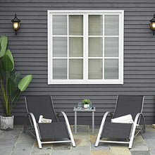 Outsunny Set 2 Sdraio da Giardino e Tavolino con Vetro, Lettino Prendisole con Tessuto Traspirante 59x169x66cm, Nero