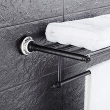 SWNN Bathroom Shelves Portasciugamani Antico Nero Scaffale Portasciugamani in Porcellana Blu E Bianca Mensola Bagno Retro Europeo in Rame Completo Mensola Portasciugamani