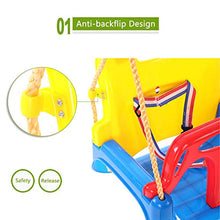Altalena per bambini 3 in 1 elastico pieghevole per bambini in PP ambientale, dondolo a dondolo sedia a dondolo per esterni (giallo + blu)