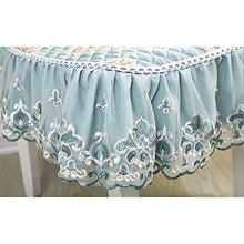 XHNXHN 6pcs Set di Cuscini per sedie da Pranzo con Volant in Pizzo, Cuscini per sedie da Pranzo Europei, Fodere per sedie, Decorazioni per la casa, Cuscini per sedili Trapuntati per Cucina, Blu 43x