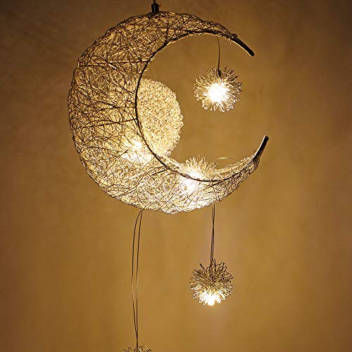 HITECHLIFE Lampada a Sospensione a Led Lampadario a Soffitto, Lampada a Sospensione a Forma Di Stella Della Luna Creativa Camera Da Letto Per Cameretta Soggiorno Decorazione Domestica