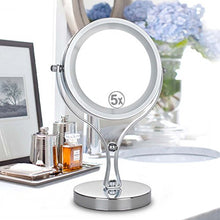 WM Creative Specchio da trucco da 15 cm con accensione, zoom bifacciale + design a doppia staffa, con pulsante di diametro 10,21 cm