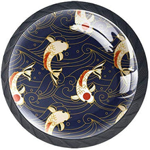 Koi Fish and Waves in stile giapponese Pomelli per Porta Set di 4 Pomelli per Mobili Manopole per Cassetti Cucina Armadio Vetro