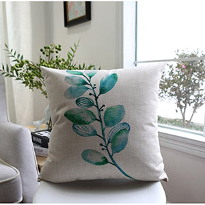 MEILING Piante Fiori freschi d'inchiostro Foglie Cuscini del Divano Cuscini di Cotone Semplice e Lino Cuscino Decorativo (Colore : 53cm-with Core)