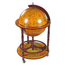 Design Toscano Mappamondo - replica italiana del sedicesimo secolo Mobile Bar dotato di rotelle, MDF e legno, seppia, 96,5 cm