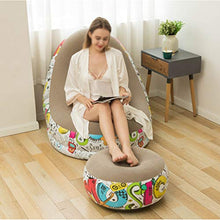 ZIYEWAN Graffiti Aufblasbare Beflockung Sofa Lazy mit Pedalkombination Sofa Bequeme faltbare Freizeit Liegewinne Indoor Outdoor Camping Garten