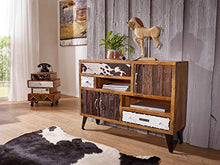 KS-Furniture Nepal - Cassettiera in legno massiccio con 3 cassetti, 120 x 35 x 88 cm, design industriale con ripiano portaoggetti, con ante