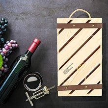Rehomy Red Wine Box Wooden Slanted Bar Wine Gift Box Holder with Handle Rope for 2 Bottles of Wine