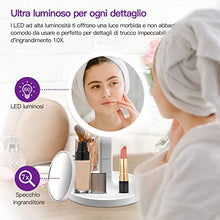 Ckeyin Specchio Per Il Trucco Luminoso, Specchio Ingranditore Ricaricabile 1X / 7X e 42 Luci a Led,Specchio Per Illuminazione Da Viaggio,Specchio Per Il Trucco Da Tavolo Portatile,3 Colori Dimmerabili