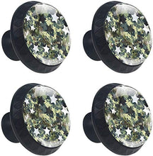 Camouflage Green Retro Star White Pomelli per Porta Set di 4 Pomelli per Mobili Manopole per Cassetti Cucina Armadio Vetro