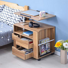 Comodino Multifunzionale moderna Rolling Wood Comodini Tavolo computer Comodino con cassetti, regolabile in altezza da letto Side Governo di immagazzinaggio su ruote for casa e ufficio Comodino