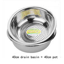 Vasetto rotondo in acciaio inox più spesso, lavabo, lavabo, lavabo, lavabo, verdure, vasi, lavabo, setaccio per riso, 40 cm, 2 pezzi