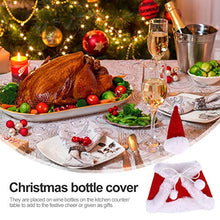 Amosfun Natale Peluche Copri Bottiglia di Vino Set Vestiti Cappello Cartone Animato Resistente Peluche Bottiglia Decor Decorazioni Natalizie 4 Pezzi (Rosso)