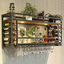 Alqn Portabottiglie da parete a parete | Supporto per bicchiere di vino sospeso in metallo | Cube Portabottiglie Portabottiglie | Accessori per la casa cucina Bar (nero),100 × 30 × 55 centimetri