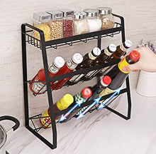 LYM &ripiano di stoccaggio Mensole della Cucina, Spice Rack Domestica Multifunzionale della Cucina di stoccaggio Rack scaffale a 3 Strati Scaffale di Finitura