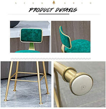 Yxsd - Sgabello da bar alla moda, stile contemporaneo, con schienale e schienale in stile moderno, altezza per bancone da cucina per pub, cuscino in velluto (colore: verde, dimensioni: 45 cm)