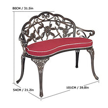 Panchine da giardino Panchina per il tempo libero all'aperto, Panchina da terrazza in ghisa resistente alle intemperie, Panchina da cortile con schienale e braccioli Panchine da giardino decorative