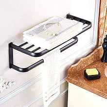 L-YINGZON Asciugamano Rack, A parete rail Bagno cremagliera Bagno cremagliera cremagliere appendiabiti Bagno ciondolo hardware rame mensola nera cremagliera WC cremagliera doppio strato Portasciugaman