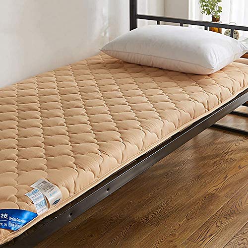 LJYY Tappetino Addensato, Materasso per dormitorio Studentesco Materassino per Letto Futon Cover-Tan Chiaro King Size 150x200cm (59x79 Pollici)