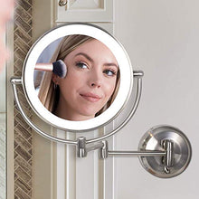 Specchio da trucco illuminato, montaggio a parete, ingrandimento 10x, specchio cosmetico e USB ricaricabile, touch screen a doppio lato, dimmerabile, illuminazione a LED, fissaggio senza fori
