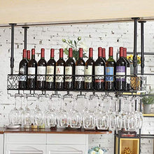 Portabottiglie in metallo Portabottiglie in ferro Portabottiglie a testa in giù Inserto in vetro Portabottiglie da appendere Portabicchieri alto creativo Porta bicchieri (Dimensioni: L100 * L25cm)