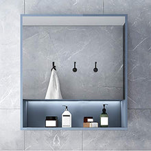 XWW Armadietto Porta Singola, Specchio da Bagno A Parete, Portaoggetti Multifunzione, Salvaspazio （Nero ， Blu）