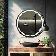 Salone di bellezza specchio di bellezza smart touch screen bagno specchio luminoso a LED hotel hotel rotondo specchio da bagno intelligente specchio per il trucco luminoso specchio senza cornice con