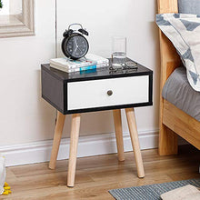Comodini Camera con Cassetti,Set 2 Moderni Tavolini Laterale, tavolino per Divano, Organizer per Camera da Letto, Conservazione per Soggiorno (Nero e Bianco, 40 x 30 x 50 CM)