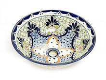 Celaste – Lavandino messicano in ceramica – Cerames | Vasca 40,5 cm x 15 cm | Lavabo da appoggio in Messico per bagno, ospiti, WC