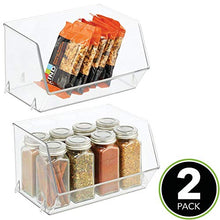 mDesign Organizer frigorifero in plastica – Scatola da cucina con parte anteriore aperta per frigo e armadietti – Contenitori cibo ideali per diversi tipi di alimenti – Set da 2 – trasparente