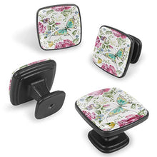 Farfalla peonia ricamo 4 PCS Pomelli per Porta, Pomolo per Mobile, Pomelli per Mobili con Viti, Maniglia per Armadietto, Pomelli per Porta, Pomelli per Cassetti per Porta, Armadio, Cassetto e Credenza