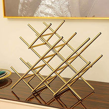 RJJBYY Semplice Moderna Wine Rack Spazzolato Rivestimento dell'oro 12 Bottiglia Magazzinaggio Free Standing espositore 47 Centimetri Desktop Decorazione Geometrica Design Bottle Holder