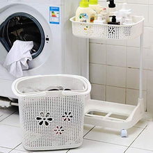 AINIYF Bagno Bagno Doccia Mensola Organizzatore Sporco Hamper Mobile Lavatrice Multifunzione Piano Indipendente Punch Libero di plastica 2/3 Tier, 3 Colori