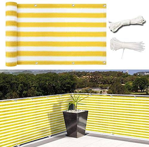KANULAN Schermo Anti-UV Occhiello Metallico E Corda Esterna Piattaforma Recinzione Copertura Privacy Protection Steccati (Color : Yellow-White, Size : 2x20m)