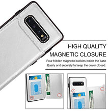 Suhctup Compatibile con Custodia Samsung Galaxy S10 pelle,Cover Samsung Galaxy S10 con Interno Morbida TPU,Porta Carte Slot e Antiurto Flip Wallet [Chiusura Magnetica] Protettiva Case (Argento)
