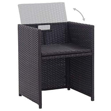 Tidyard Set da Pranzo da Giardino 11 pz con Cuscini in Polyrattan Nero,Set da Pranzo Giardino,Set di Mobili,per Balcone, Giardino o Terrazzo