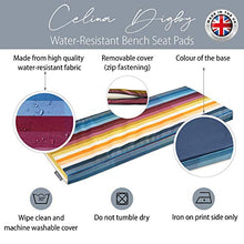 Celina Digby® - Cuscino impermeabile per panca da giardino a 3 posti, con imbottitura in morbida schiuma (144 x 54 x 6 cm), motivo a strisce pixel arcobaleno