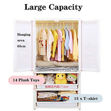 EXCLVEA Armadio Appendiabiti Cartoon Orso Armadio in Resina for Bambini Progettato Armadio di Vestiti Fai da Te Modular Storage Organizzatore Abbigliamento Governo for Camera for Bambini