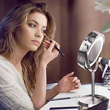 Specchio per Il Trucco Illuminato, Specchio cosmetico ingranditore 10X con 18 luci a LED, Specchio cosmetico con Luce LED Naturale Morbida a Pulsante on/off
