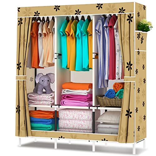 Locker Portable Canvas Armadio Guardaroba Stoccaggio Vestiti Appesi Scaffali del Metallo Dell'Assemblea Bold Home Camera Camera 128X45X170CM MUMUJIN (Color : A)