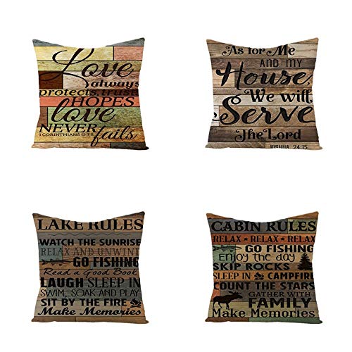 SHENSHI Federe Cuscini Divano 45X45,Retro Nostalgico Stampa di Lettere Fodere per Cuscini, Car Office Soggiorno Divano Fodera per Cuscino Lombare, Decorazione per La Casa Set di 4 Articoli, Stile 4