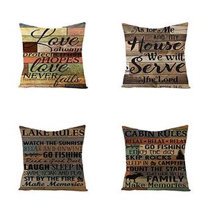 SHENSHI Federe Cuscini Divano 45X45,Retro Nostalgico Stampa di Lettere Fodere per Cuscini, Car Office Soggiorno Divano Fodera per Cuscino Lombare, Decorazione per La Casa Set di 4 Articoli, Stile 4
