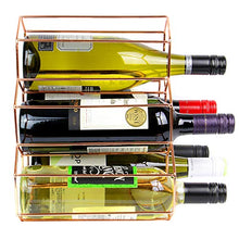 Maison & White Cremagliera per vino in oro rosa | 6 Scaffale per vino da appoggio in vetro | Hexagon Modern Design | Vetrinetta per vino